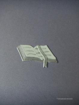 Verzierwachs-Wachsdekor  "Buch" offen mit Band, Bibel (silber)