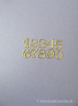 Verzierwachs Zahlen 25 mm gold oder silber matt