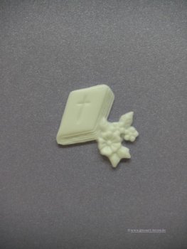 Verzierwachs - Ornament, Buch gold/bemalt Blüte rosa o. blau