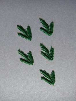 Verzierwachs / Wachsornament "Tannenzweig" klein  5er Set versch. Farben