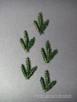 Verzierwachs / Wachsornament "Tannenzweig" klein  5er Set versch. Farben