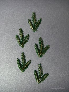 Verzierwachs / Wachsornament "Tannenzweig" klein  5er Set versch. Farben