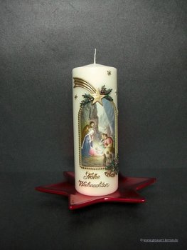 Weihnachtskerze "Hl. Familie mit Hirten"
