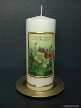 Weihnachtskerze "Es ist ein Ros  entsprungen"
