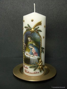 Weihnachtskerze "Heilige Familie"