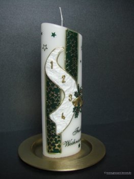 Weihnachtskerze "Adventszahlen mit Sterne "oval