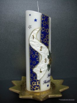 Weihnachtskerze "Adventszahlen mit Sterne "oval