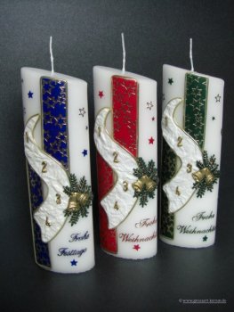 Weihnachtskerze "Adventszahlen mit Sterne "oval