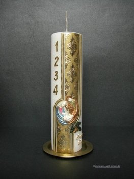 Weihnachtskerze, "Adventszahlen" gold
