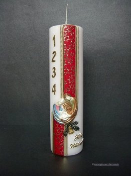 Weihnachtskerze, "Adventszahlen" rot