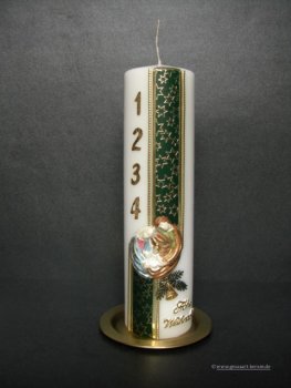 Weihnachtskerze, "Adventszahlen" grün