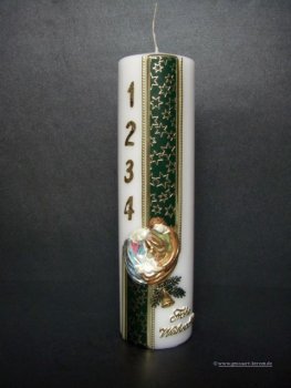 Weihnachtskerze, "Adventszahlen" grün