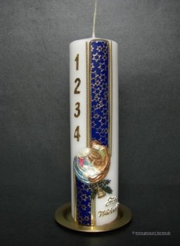 Weihnachtskerze, "Adventszahlen" blau