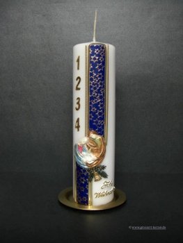 Weihnachtskerze, "Adventszahlen" blau