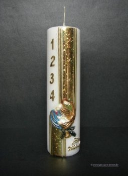 Weihnachtskerze, "Adventszahlen" gold - hologramm