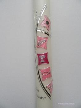 Kommunionkerze "modern" rosa