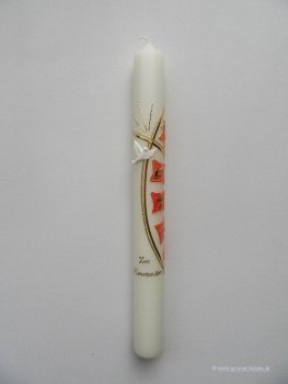 Kommunionkerze - Konfirmationkerze "Kreuz - modern" orange