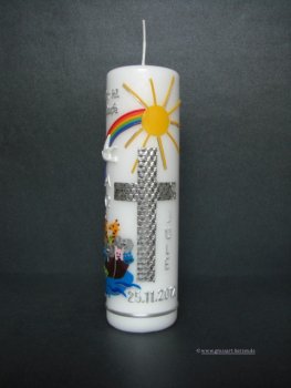 Taufkerze"Kreuz mit Arche / Regenbogen"