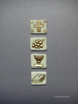 Verzierwachs "Kreuz-Traube-Kelch-Buch" gold