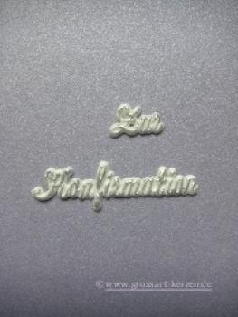 Verzierwachs,Schriftzug "Zur Konfirmation"