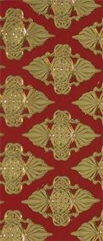 Wachsplatte Ornament rot-gold geprägt