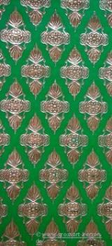 Wachsplatte Ornament grün-gold geprägt