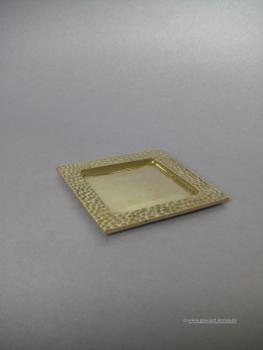 Kerzenteller,"Teller viereckig"gold poliert