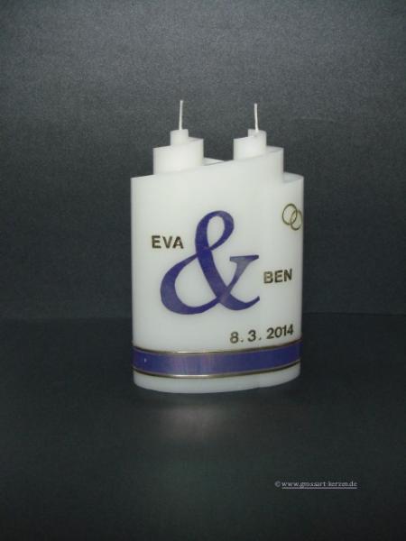 Hochzeitskerze"Doppelspirale" flieder