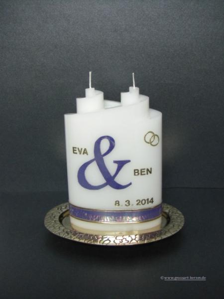 Hochzeitskerze"Doppelspirale" flieder