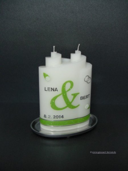 Hochzeitskerze"Doppelspirale"grün