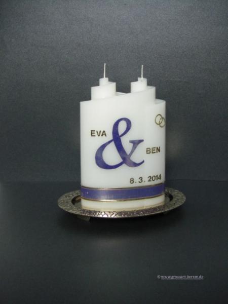 Hochzeitskerze"Doppelspirale" flieder