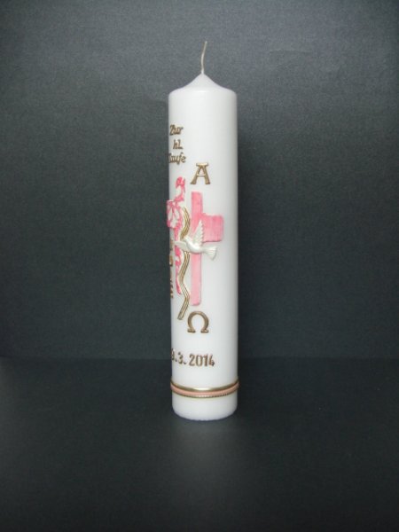 Taufkerze "Kreuz" rosa