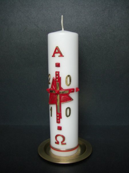 Osterkerze "Kreuz mit Nägel und Jahreszahl"