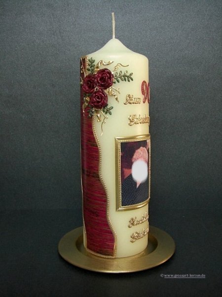 Geburtstagskerze / Fotokerze  "Zum 90. Geburtstag"