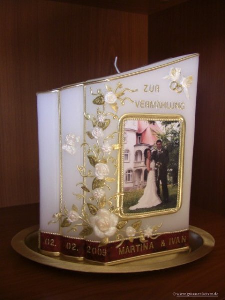 Fotokerze Hochzeitskerze Exquisit "doppeltes Buch"