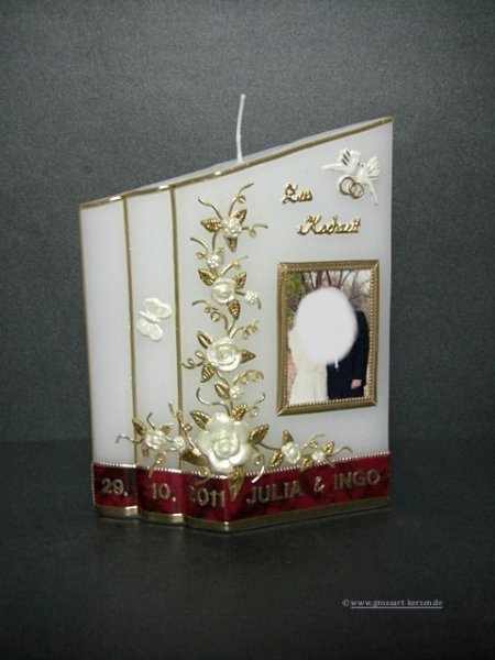 Fotokerze Hochzeitskerze Exquisit "doppeltes Buch"