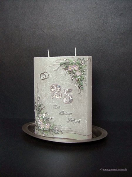 Hochzeitskerze "Zur silbernen Hochzeit"