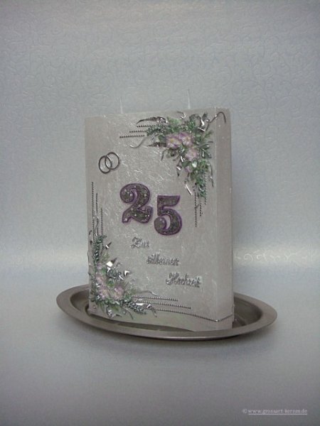 Hochzeitskerze "Zur silbernen Hochzeit"
