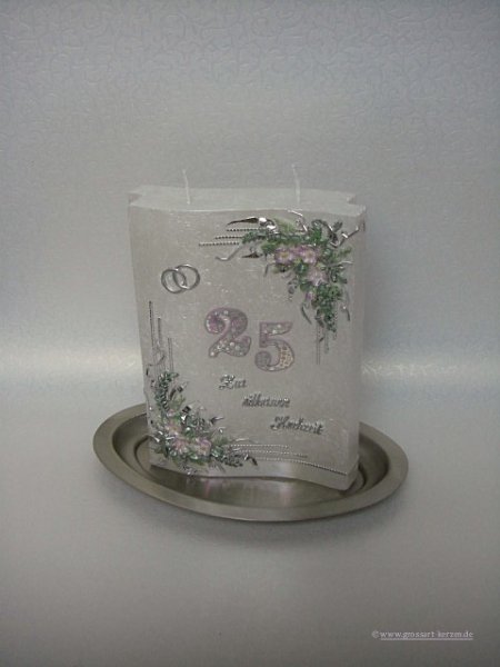 Hochzeitskerze "Zur silbernen Hochzeit"