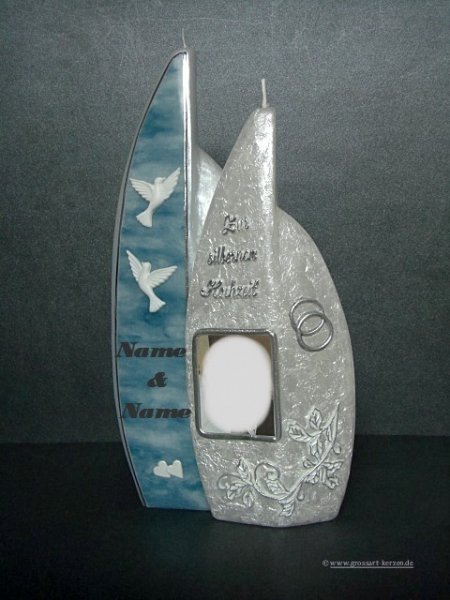 Hochzeitskerze - Fotokerze "Zur silbernen Hochzeit"