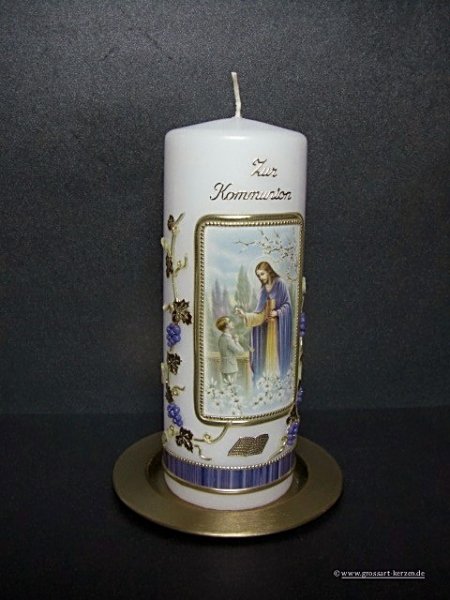 Kommunionkerze / Tischkerze "Zur Kommunion-Junge"