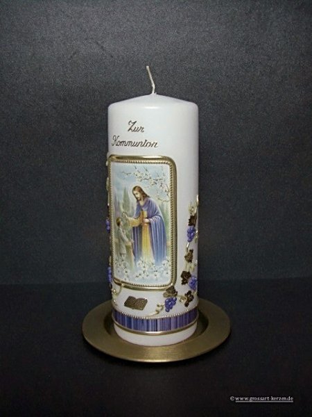 Kommunionkerze / Tischkerze "Zur Kommunion-Junge"