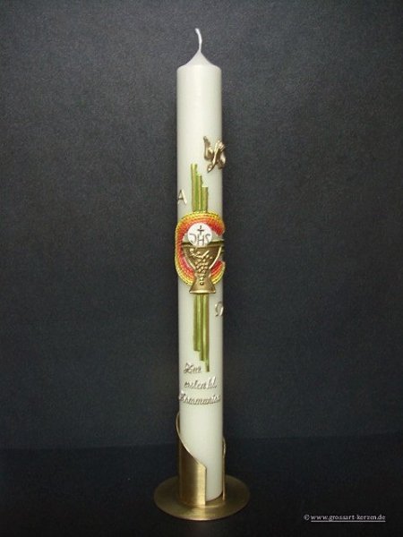 Kommunionkerze "Kreuz mit Kelch"