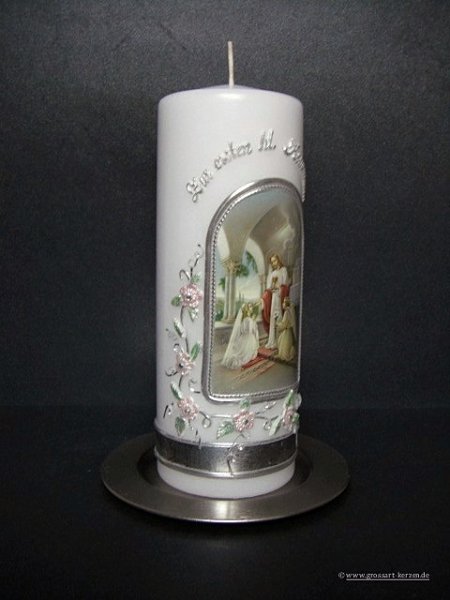 Kommunion-Tischkerze "Mädchen mit Engel"