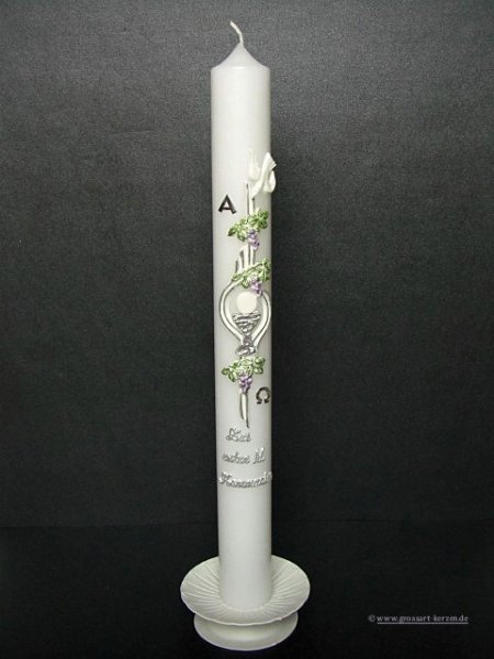 Kommunionkerze "Zur hl. Kommunion" silber