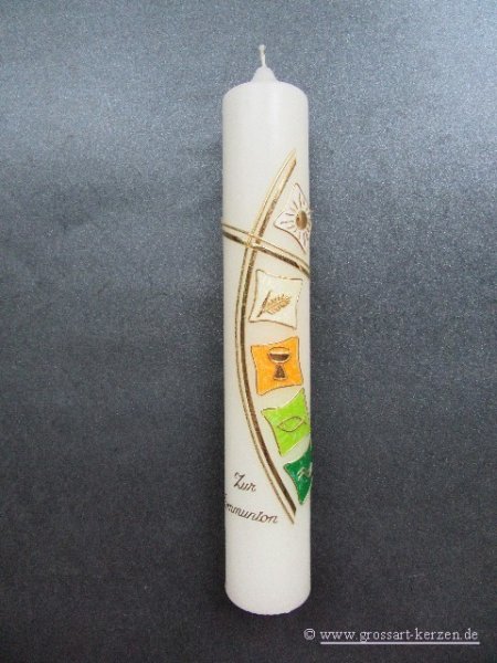 Kommunionkerze "Quadrate - modern" grün