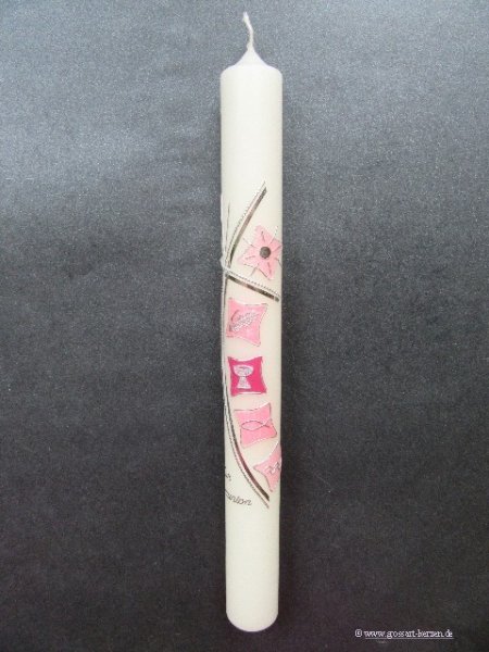 Kommunionkerze "modern" rosa