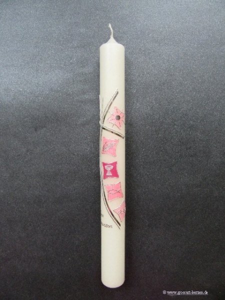 Kommunionkerze "modern" rosa