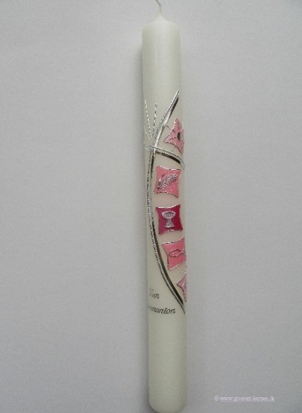 Kommunionkerze "modern" rosa
