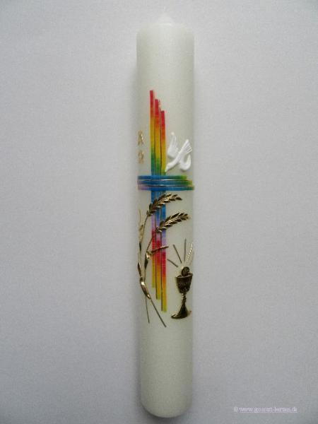 Kommunionkerze "Regenbogen modern"